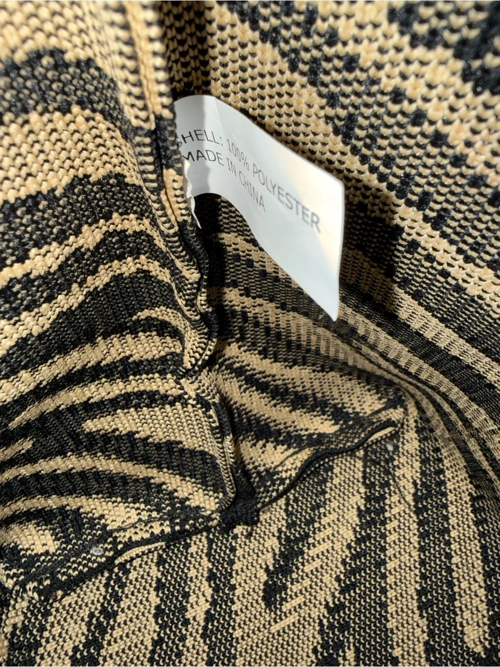 Joy Mangano Black Cream Zebra Knit Tote Bag Large Shopper NWOT